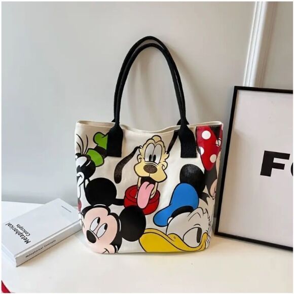 The Unbranded Brand Handbags - Disney Mickey Mouse Small Canvas Tote Bag Purse Character Donald Duck Minnie
